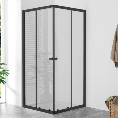 POINT Q BLACK 80x80 Clear Štvorcová sprchová zástena